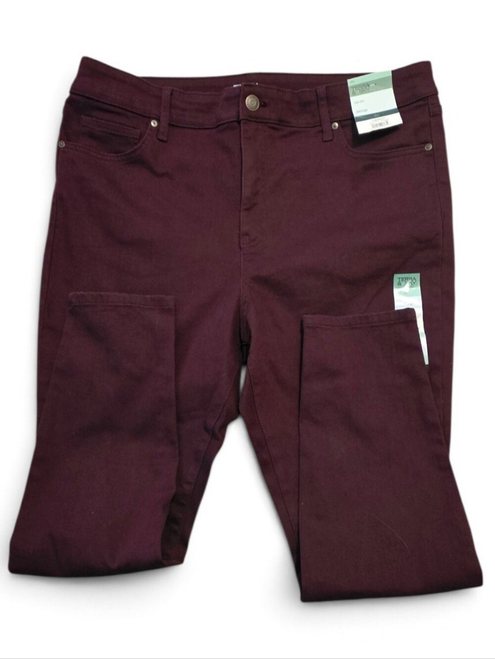 NWT Terra & Sky Skinny Stretch Jeans Deep Plum High Rise Size 18W